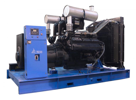 Дизельный генератор ТСС ЭД 440-Т400 с АВР в погодозащитном кожухе на прицепе 025366